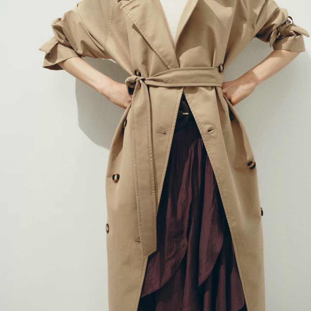 H&M Tan Belted Trench Coat - Picture 7 of 10